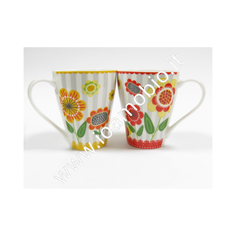 Tazza mug ceramica decori fiori