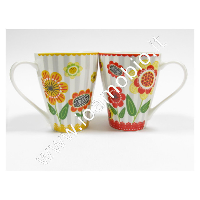 Tazza mug ceramica decori fiori