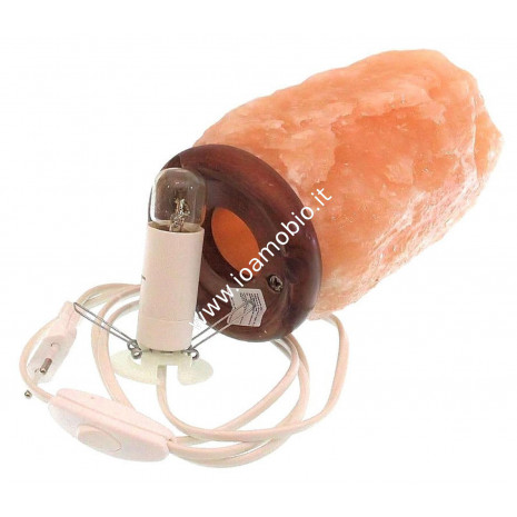 Lampada di Sale Rosa Himalaya 3-6 kg - con Filo e Lampadina - Base Legno