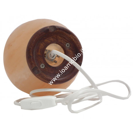 Lampada di Sale Himalaya 2-3 kg - Feng Shui Sfera - Base Legno