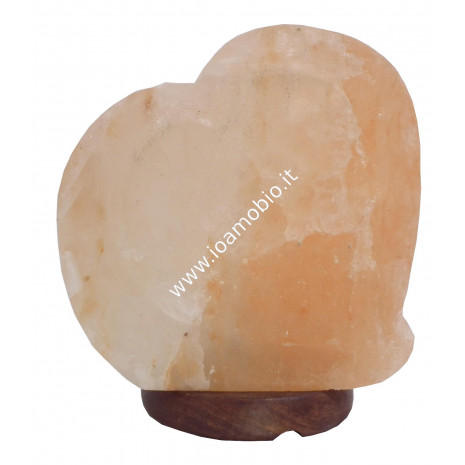 Lampada Cuore Doppio ai Cristalli di Sale 3kg + Filo e Lampadina - Base Legno