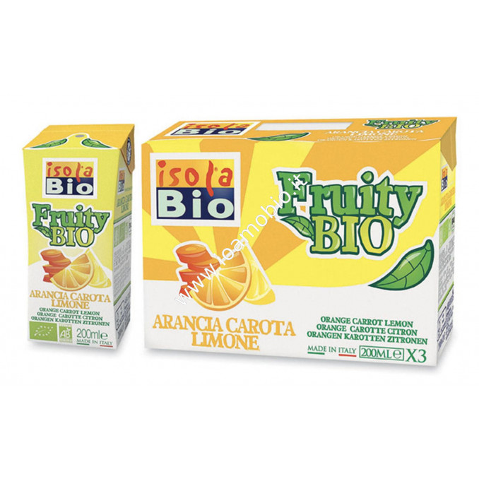 Fruity Bio - Bevanda di Arancia Carota Limone - Succo Frutta Biologico Isola Bio
