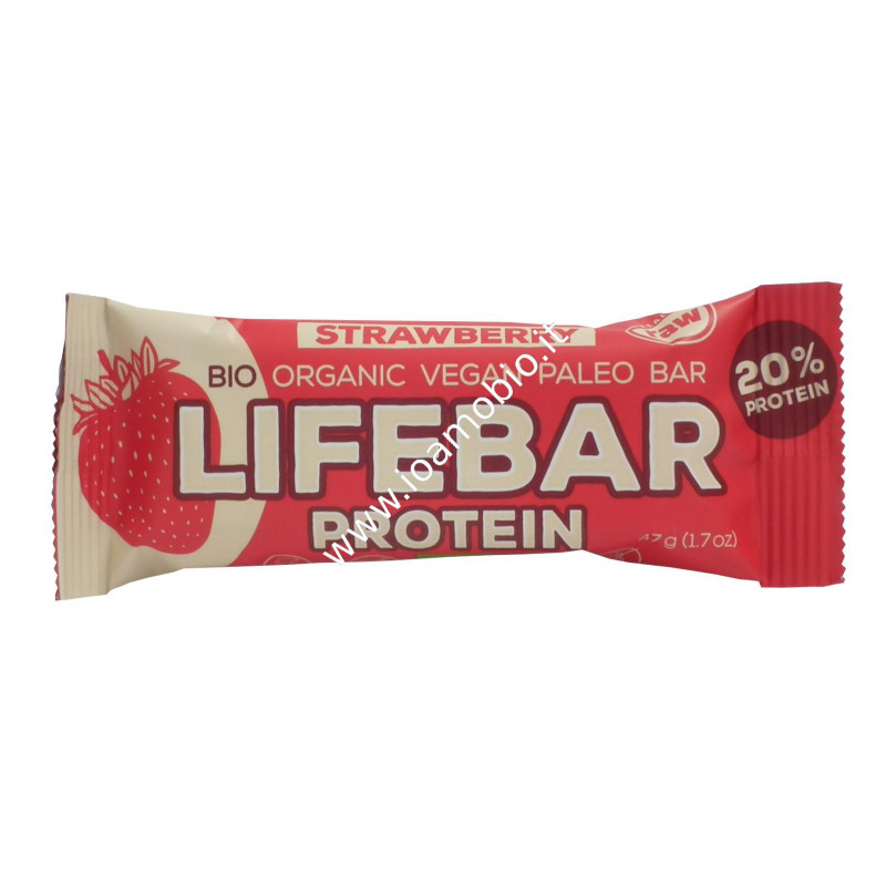 Barretta Lifebar Proteica Fragola Raw 47g - Biologica e Cruda