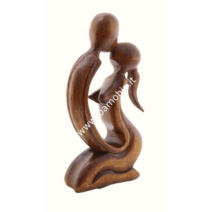 Statua Amorini 20cm - In Legno Esotico Pregiato - Amore e Armonia di coppia