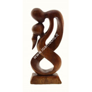 Statua Amorini a Spirale 20cm - In Legno Esotico Pregiato - Armonia e Amore