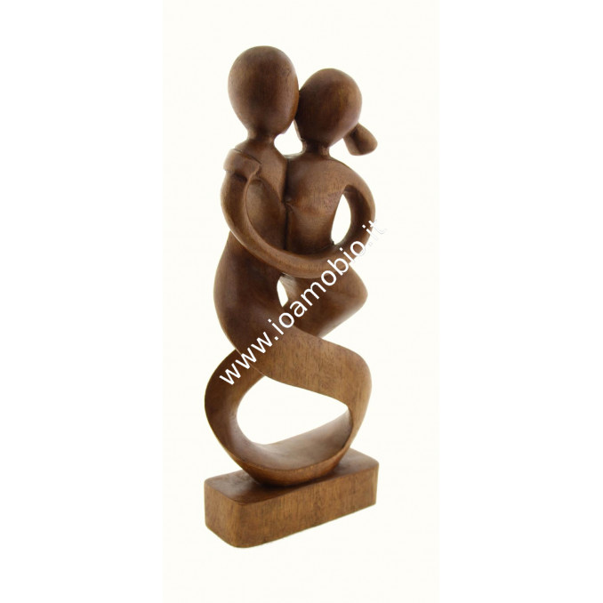 Statua Kissing Abbraccio 25cm - In Legno Esotico Pregiato - Bacio e Abbraccio