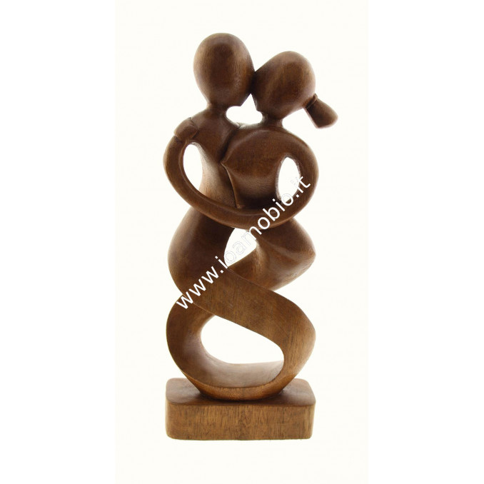 Statua Kissing Abbraccio 25cm - In Legno Esotico Pregiato - Bacio e Abbraccio
