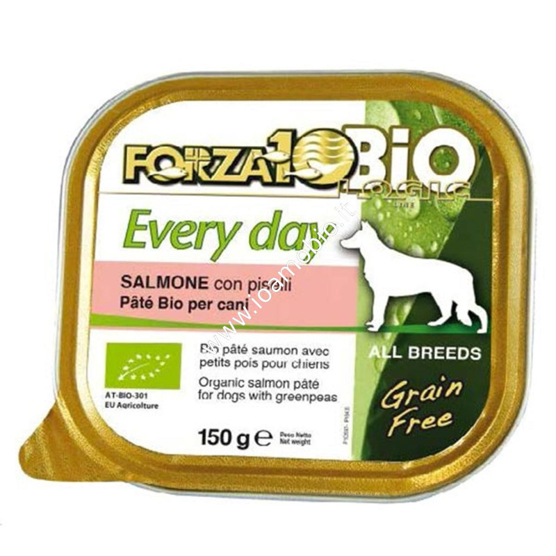 Patè per Cani al Salmone con Piselli 150g - Cibo Biologico Forza10