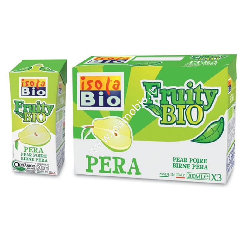 Fruity Bio -  Succo e Polpa di Pera  3x200ml - Succo Frutta Biologico Isola Bio