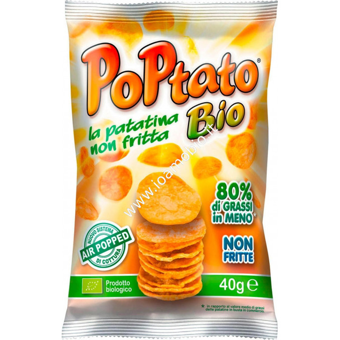 Poptato Patatine Bio non Fritte 40g - Snack Salato Chips Biologiche