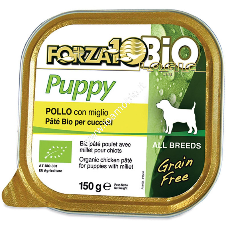 Patè al Pollo con Miglio per Cani Cuccioli 150g - Cibo Biologico Forza10