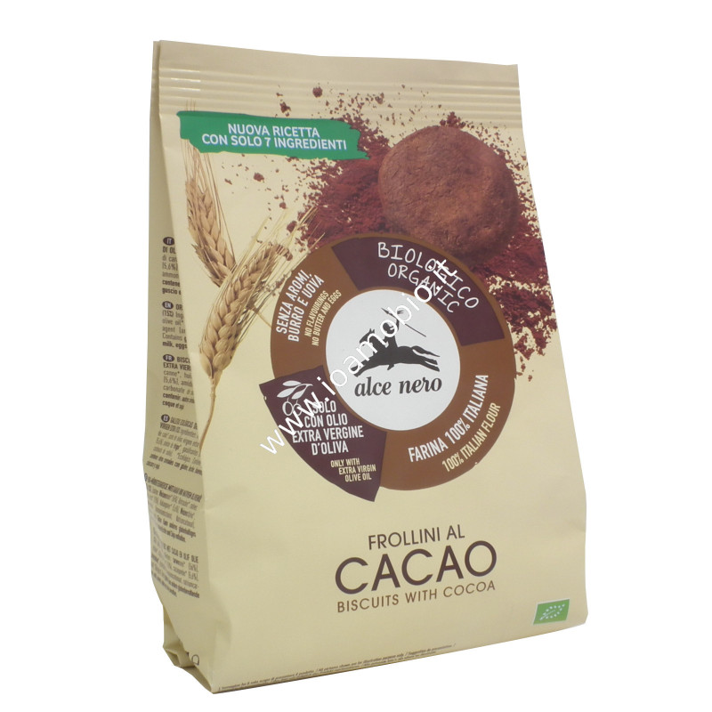 Frollini al Cacao Alce Nero 250g - Biscotti Bio con Olio extra vergine di oliva
