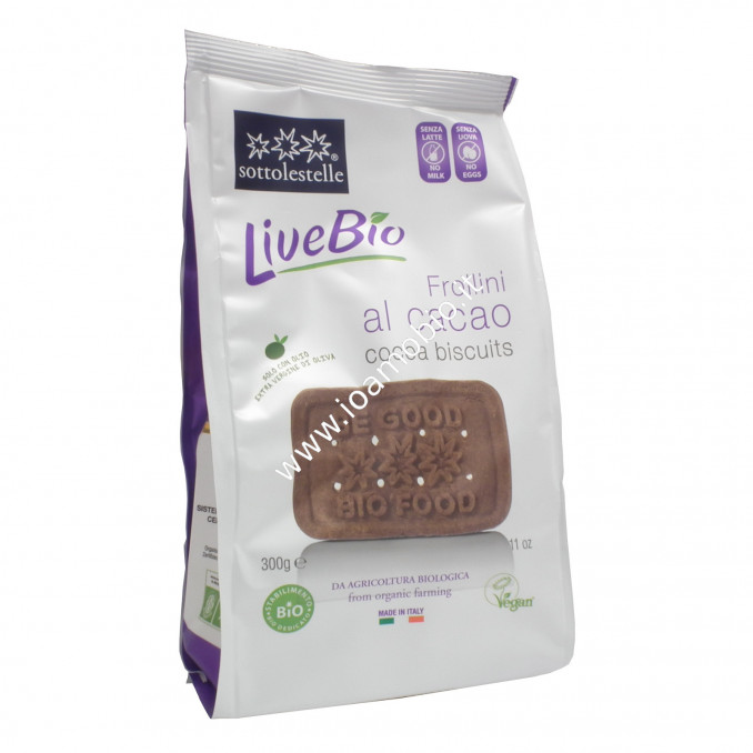 Frollini al Cacao Livebio 300g - Biscotti Biologici Sottolestelle con Olio EVO