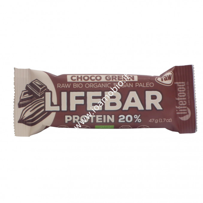Barretta Lifebar Cioccolato e Proteine Verdi Raw 47g - Biologica e Cruda
