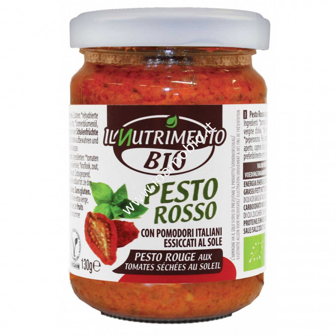 Pesto Rosso ai Pomodori Secchi 130g - Condimento Biologico Il Nutrimento