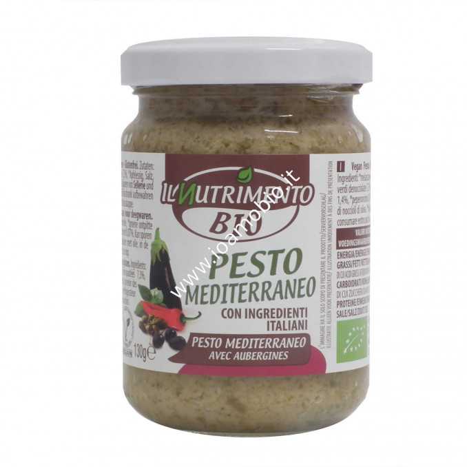 Pesto Mediterraneo con Melanzane e Olive 130g - Condimento Biologico