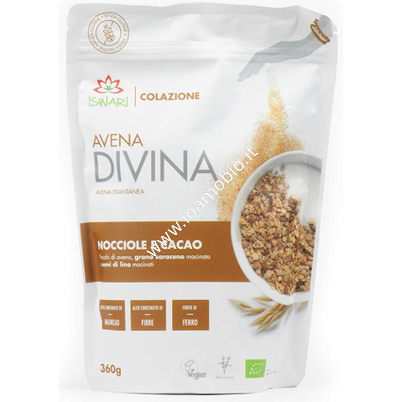 Avena Divina Iswari - Nocciole e Cacao Bio 360g - Istantanea