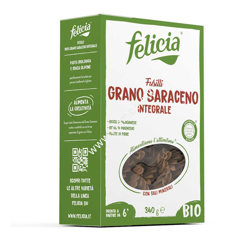 Fusilli di Grano Saraceno 340g - Pasta Biologica Senza Glutine Free Felicia
