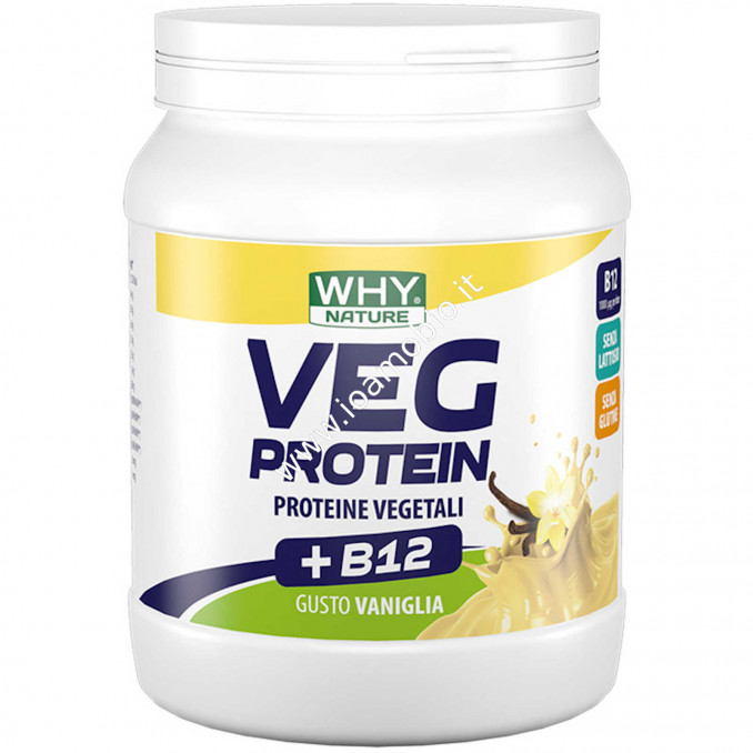 Why Nature Veg Protein Vaniglia + B12 -  Proteine Vegetali 450g