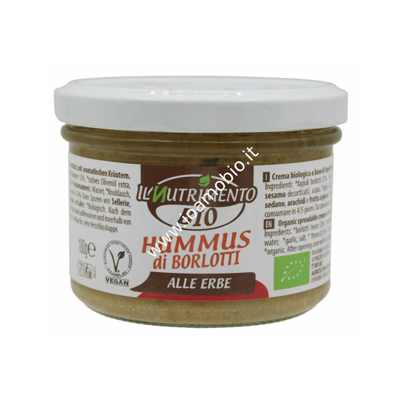 Hummus di Borlotti alle Erbe Senza Glutine 180g - Crema Spalmabile