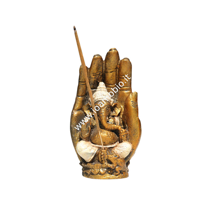 Portaincenso Ganesh in resina dipinto nella mano