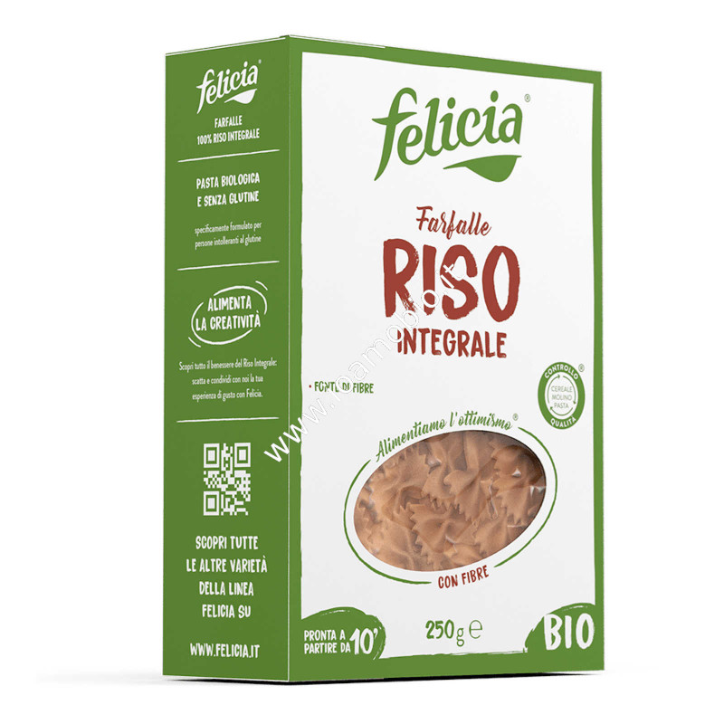 Farfalle di Riso Integrale 250g - Pasta Biologica Senza Glutine Free Felicia