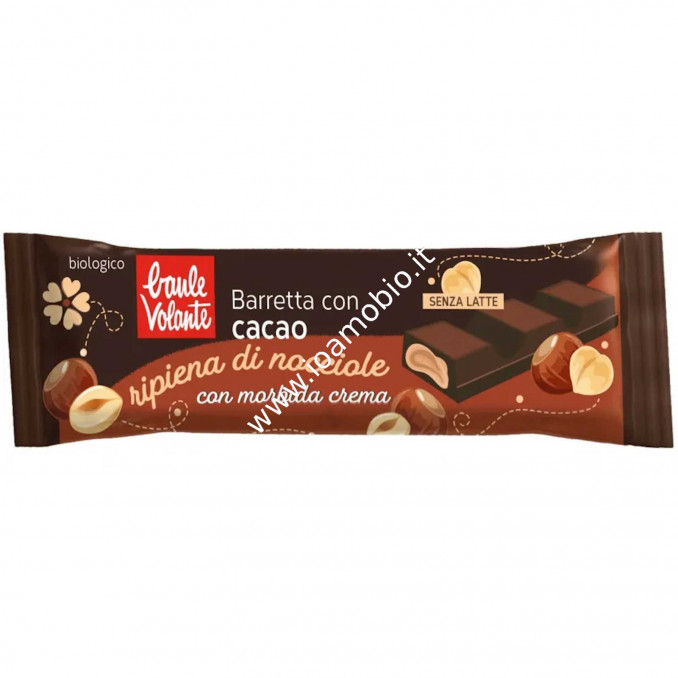 Barretta Cioccolato Fondente al ripieno morbido di Nocciole 25g - Baule Volante