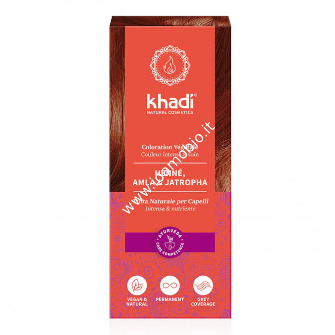 Khadi bio Hennè Amla & Jatropha - Tinta vegetale capelli Rosso 100g