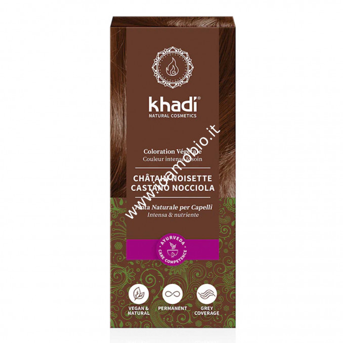 Khadi bio Natural Hazel - Tinta vegetale Castano Nocciola 100g