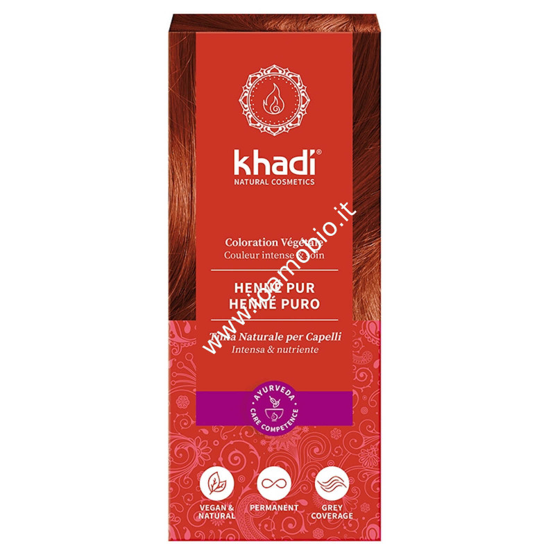 Khadi bio Henna Red - Tinta Vegetale capelli Hennè Puro 100g
