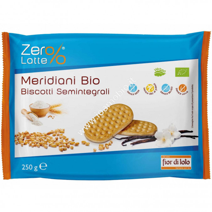 Meridiani - Biscotti Semintegrali Fior di Loto 250g - Biscotti Senza Latte