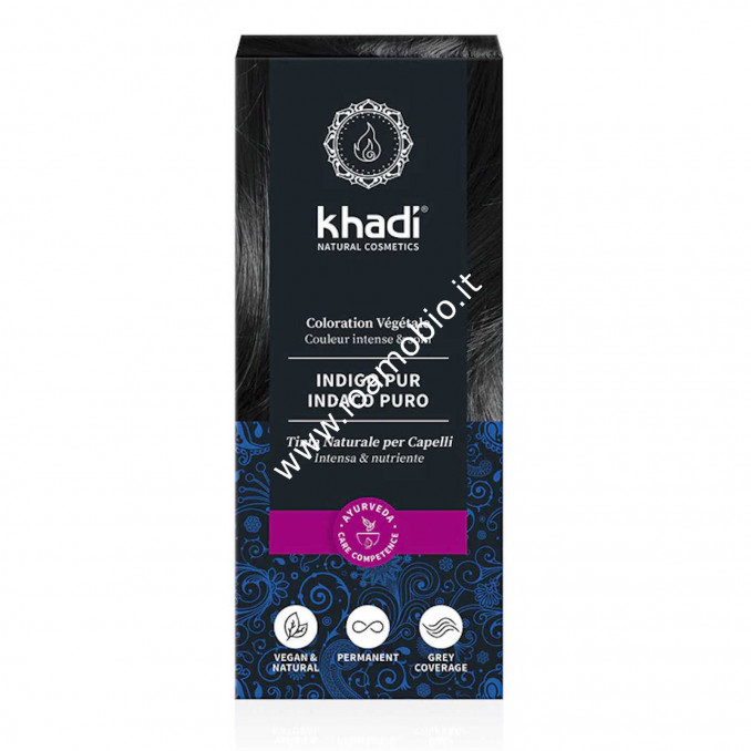 Khadi bio Indigo Pur - Tinta vegetale capelli Nero Indaco Puro 100g