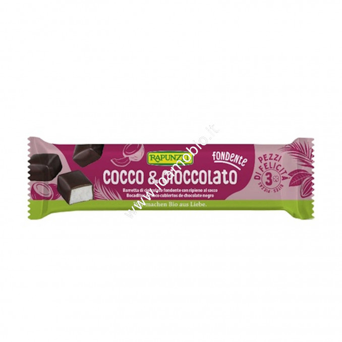 Barretta di Cioccolato Nero Fondente con ripieno al Cocco 50g - Kokos Rapunzel