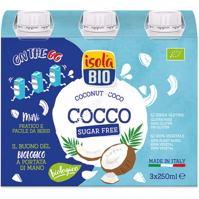 Cocco On the Go 3x250ml - Bevanda Vegetale Zero Zuccheri Isola Bio